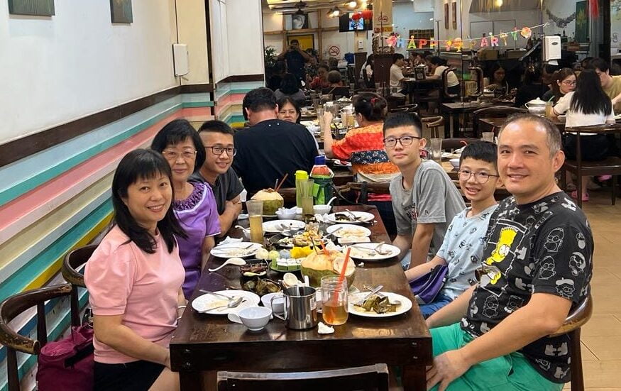 Happy Family at Kin Thai Enjoying Thai Cuisine